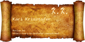 Kari Krisztofer névjegykártya